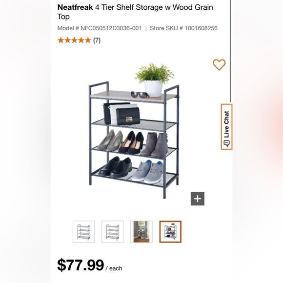 4 Tier Shelf Storage w Wood Grain Top. BRAND NEW. Retails $80+ - Picture 1 of 3